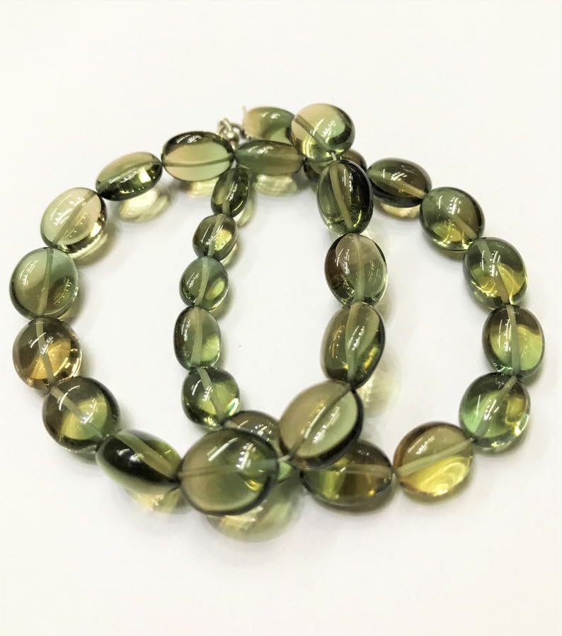 Natural Green Hydro Quartz Oval Smooth Beads 8X10MM 12 inch Long String Jewelry Making Gemstone Beads for Necklace Bracelet