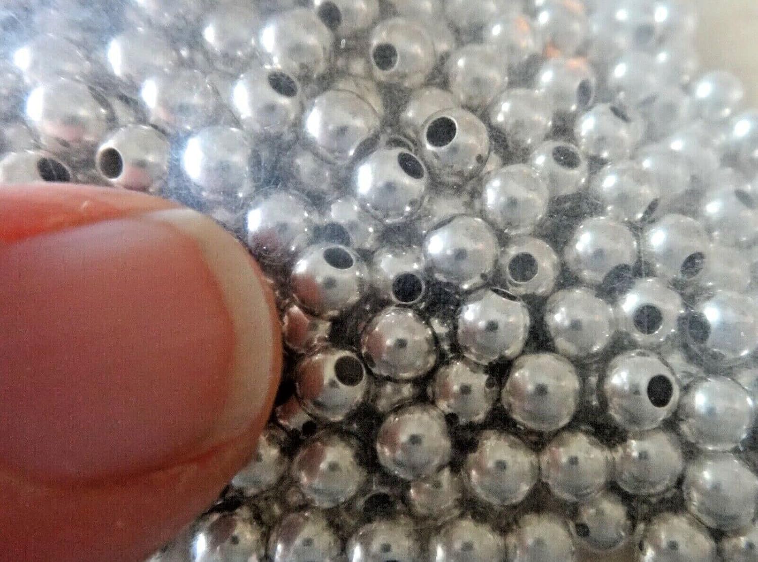 New 100 Sterling Silver 4mm Diameter Plain Round Beads 1mm Hole for stringing CII4878SEE