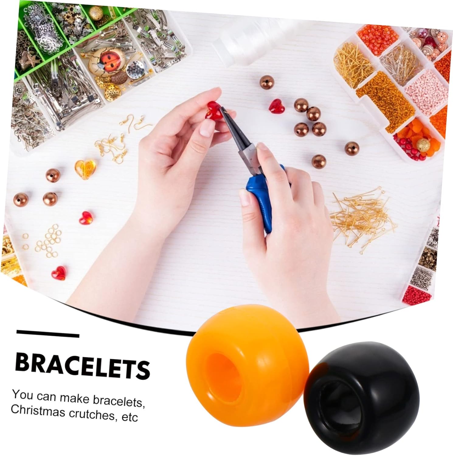 TEHAUX 7pcs Halloween Beads for Crafts Plastic Loose Beads Approx for Bracelets Necklaces and Creative Jewelry Making