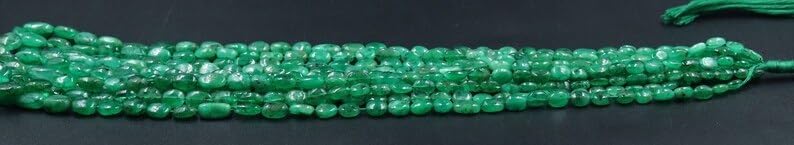 Natural Zambian Emerald Smooth Oval Beads 4 * 6-5 * 7MM Indian Gemstone Oval Loose Beads for Jewelry Making DIY 1 Strand 16
