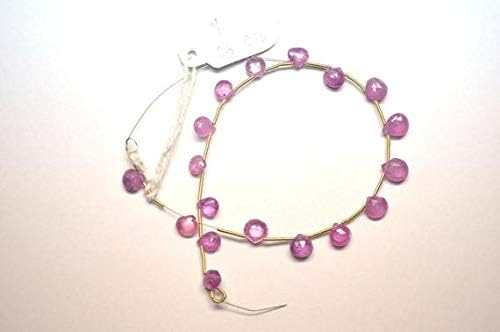 5-7mm Natural Pink Sapphire Faceted Heart Briolette Beads Strand Code-HIGH-58999