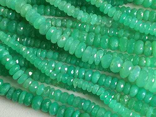 chrysoprase micro faceted rondelle beads, green chrysoprase beads, chrysoprase necklace, chrysophase wholesale 9-15mm, 4.5 inch strand