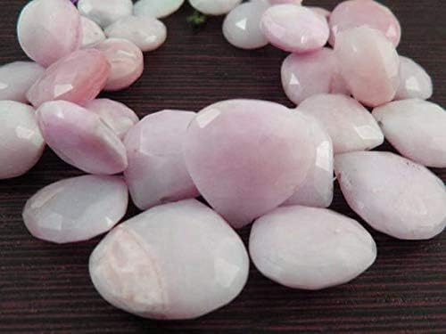 277carat -AAA-Peruvian Pink Opal Faceted Heart Big Briolettes- 8 Inch Long Strand -Stones Measure -12-18mm Code-HIGH-8986