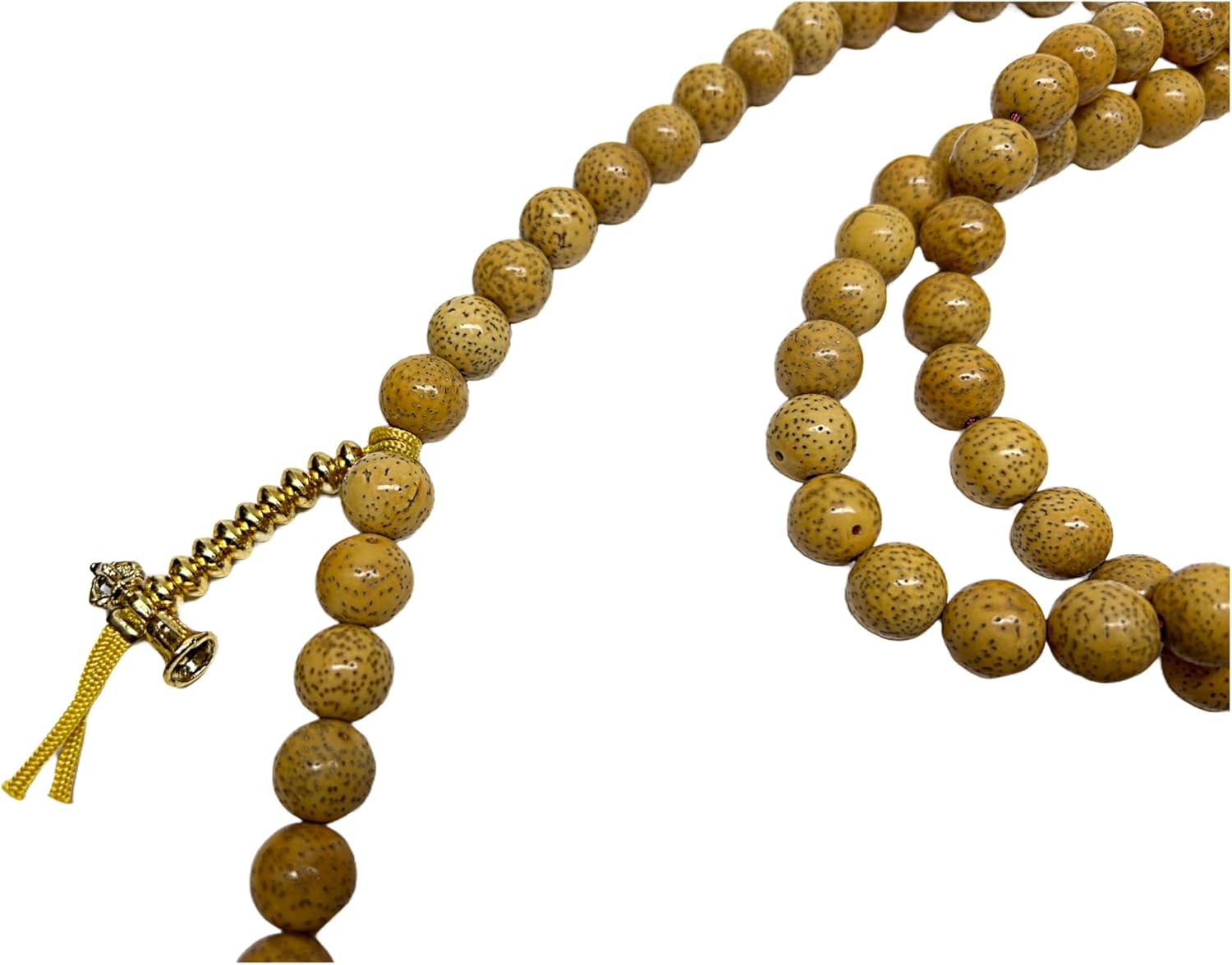 Bodhi Dots Pattern Cream Yellow Color 108 Beads Hand Rosary Praying Chain Aws4692