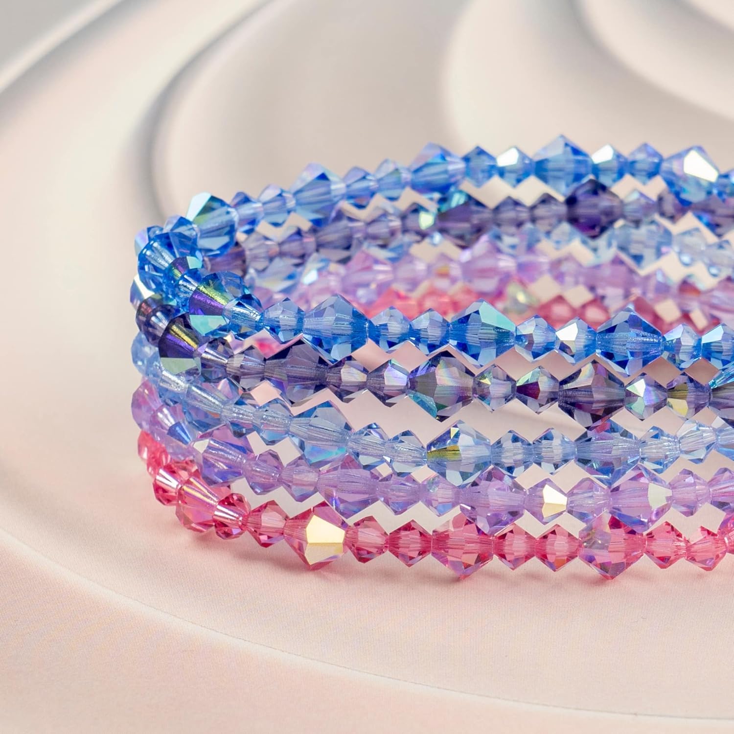 Bead Landing 8mm Preciosa Light Siam AB Glass Crystal Bicone Beads - Faceted Czech Glass Beads for DIY Jewelry Making, 6 Pack