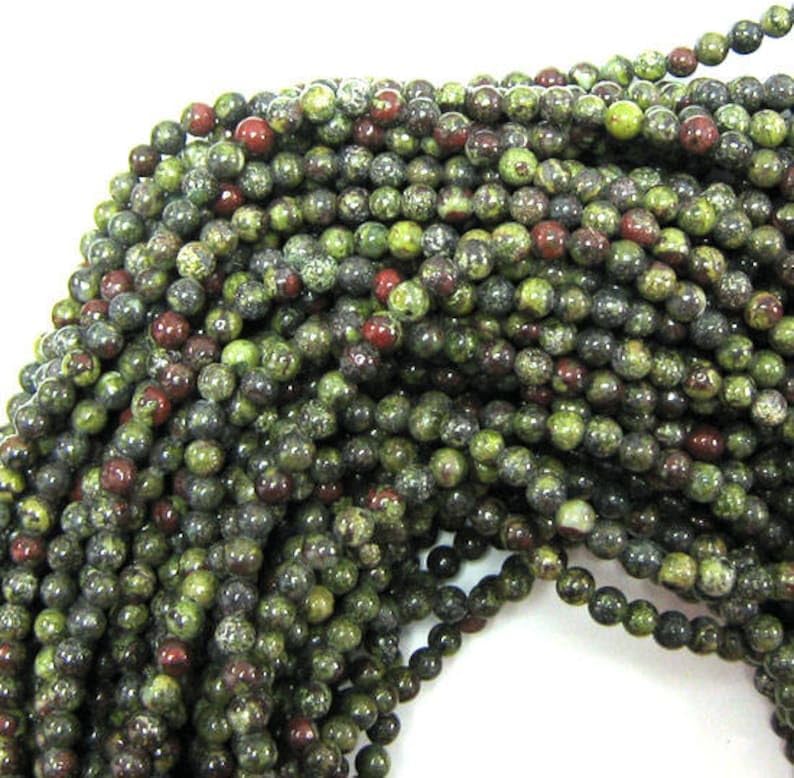 13 inch Strand of Natural gem Dragon Blood Jasper, 4 mm Round Smooth Beads for DIY Jewelry Making. | Beads_03336