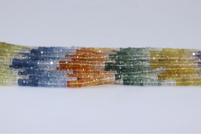 Multi Sapphire Faceted Rondelle Beads 4-5 mm Multi Rainbow Beads Multi Sapphire Beads Wholesale Beads Multi Sapphire Beads