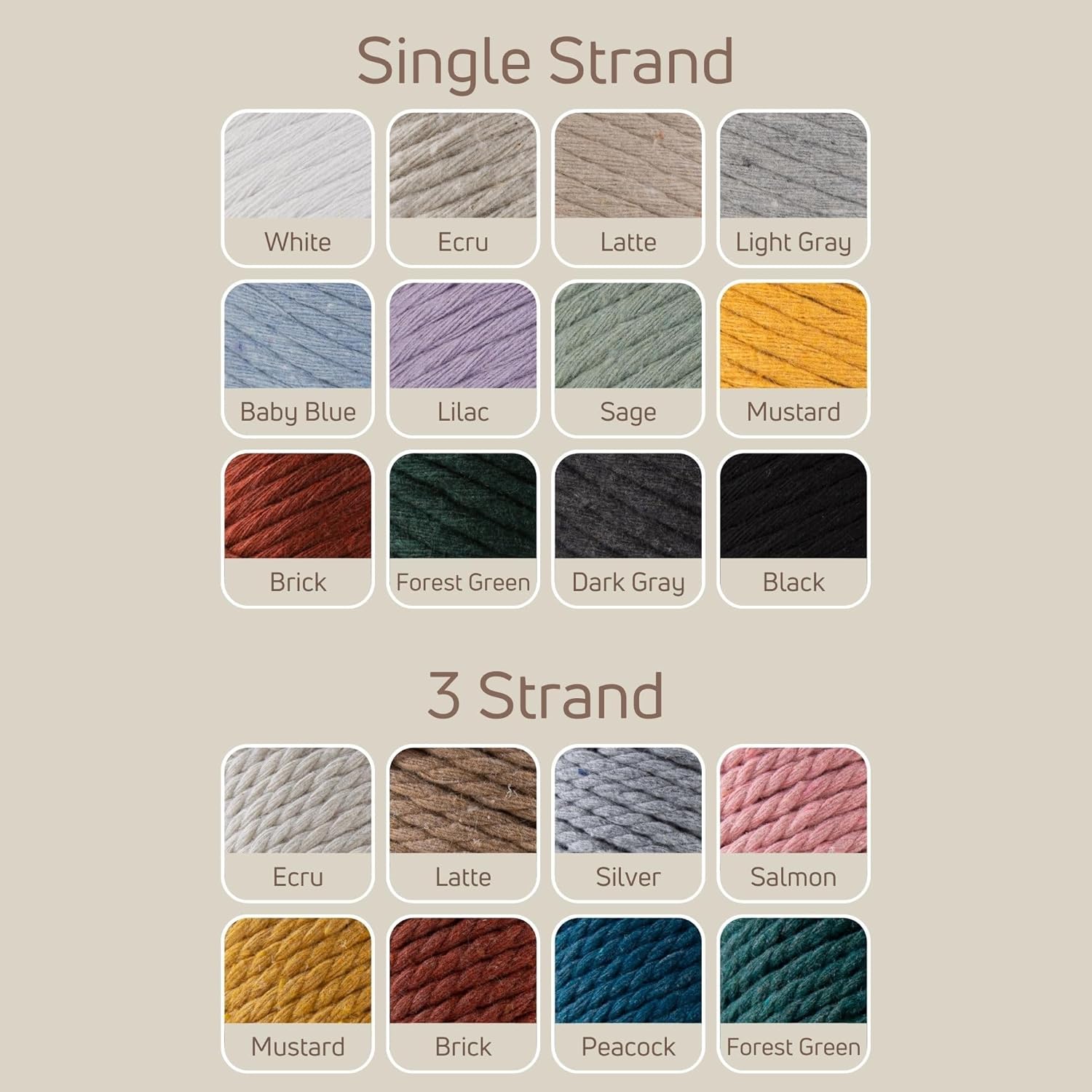 Sensy Premium Macrame Cord - 8 Skeins, 3mm, 109 Yards Each, 100% Cotton, Single Strand Twisted, Baby Blue