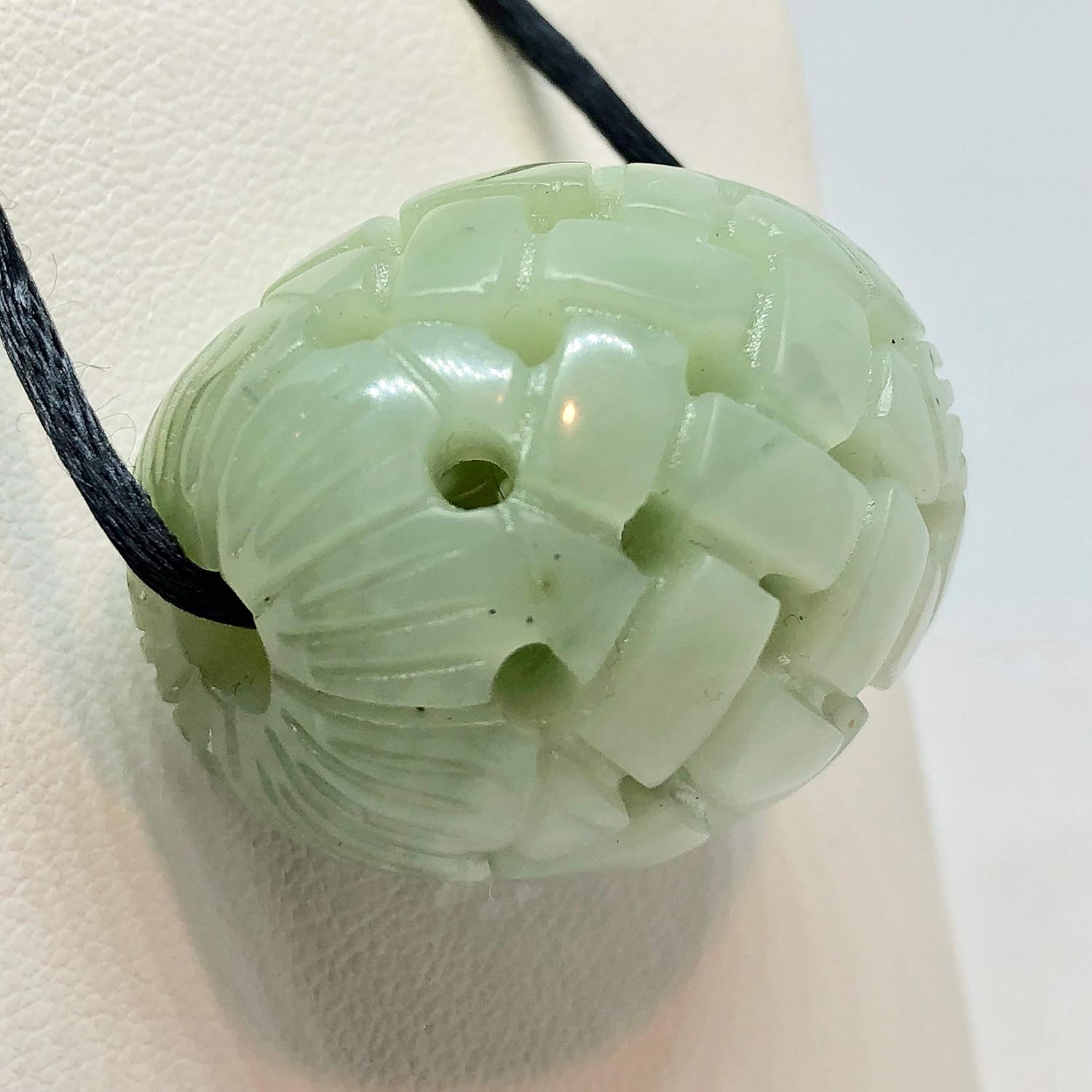 Basket Weave Carved 30x26mm Jade Barrel Bead 10798 for Jewelry Making