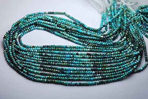 13 Inches Strand,Natural Arizona Turquoise Faceted Rondelles,Size 2.60mm