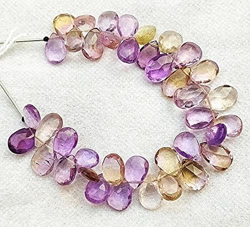 8 inch Strand of Natural Ametrine 11-13mm pear Faceted briolette Beads for DIY Jewelry Making. |BRIO_00372