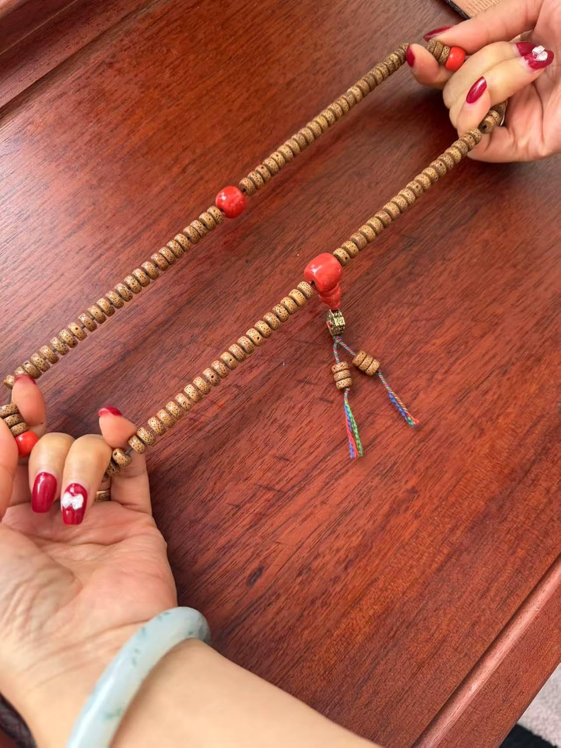 Traditional Tibetan Mala Prayer Beads, 108 Bodhi Seeds with Red Agate Guru Bead, Handcrafted