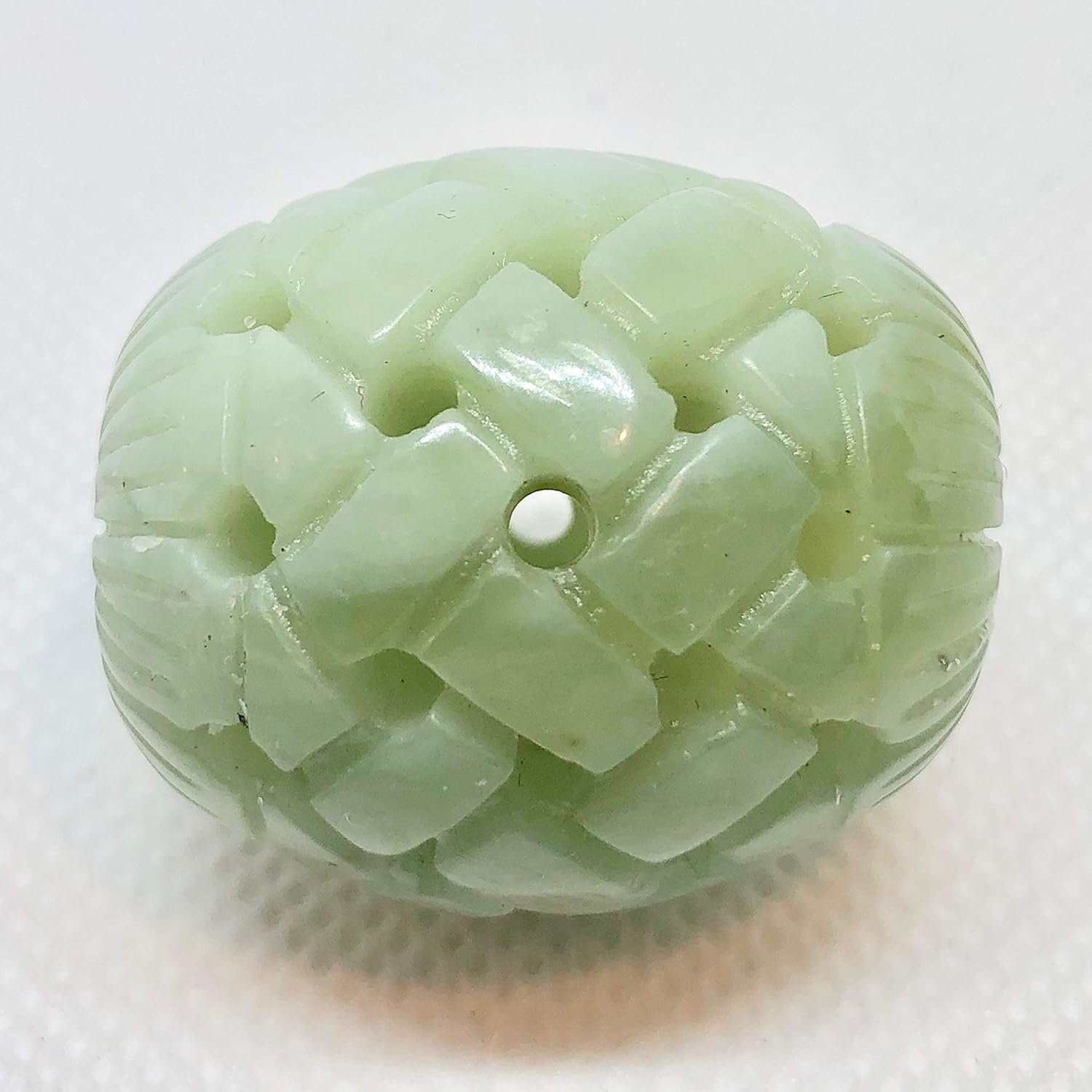 Basket Weave Carved 30x26mm Jade Barrel Bead 10798 for Jewelry Making