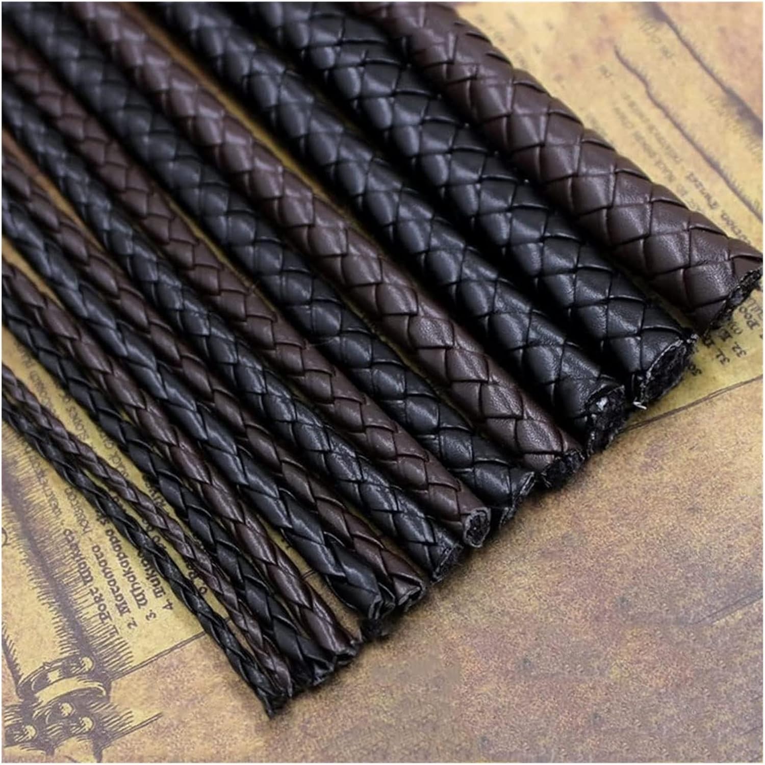 Fold Braided Leather Cord,10mm 12mm Round Leather Cord String DIY Necklace Bracelet Making Black Brown Braided PU Rope Jewelry Accessories, 1pcs (Color : Black, Size : 10mm 5m) ( Color : Brown , Size