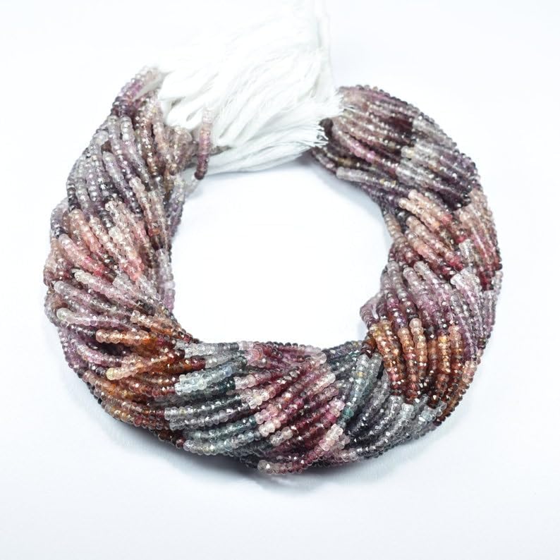 Natural Multi Spinel roundella Faceted Beads 3.5mm 13 inch Long String Jewelry Making Gemstone Beads for Necklace Bracelet