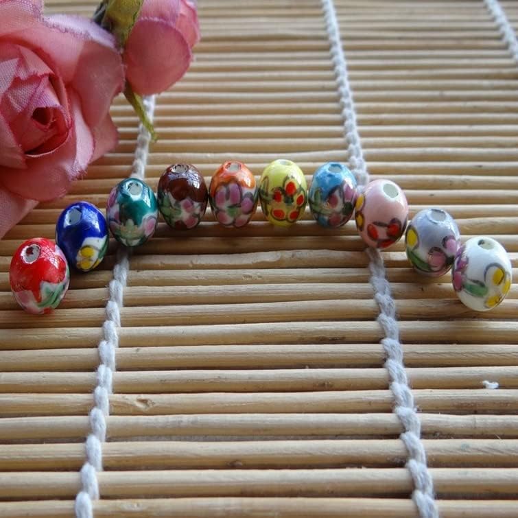 Davitu DIY Handwork Beads Woven Bracelet Accessories Printing Ceramic Beads Decal Five-Pointed Star Beads Mix Color - (Color: Mix Color, Item Diameter: 10mm)