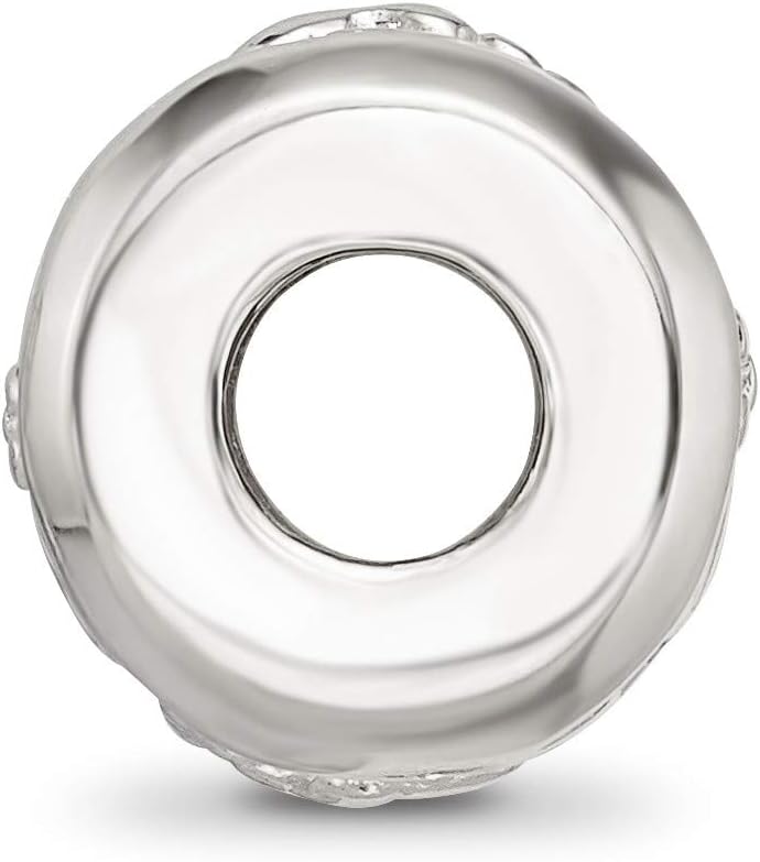 Solid 925 Sterling Silver Reflections White Enameled Butterfly Bead (7.3mm x 10mm)