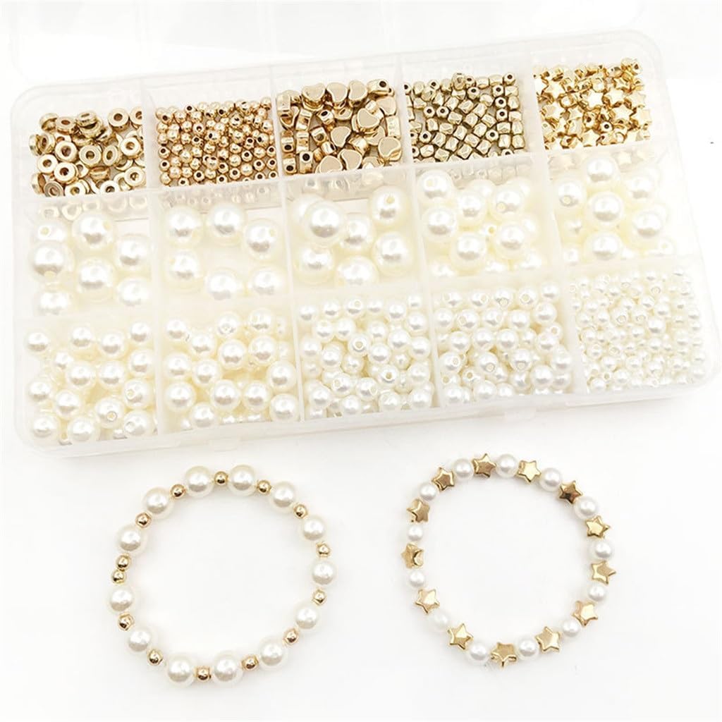 15 Grid 720 Pieces Pearl Set Spacing Bead Accessories Handmade DIY Beaded Bracelet Earrings Necklace