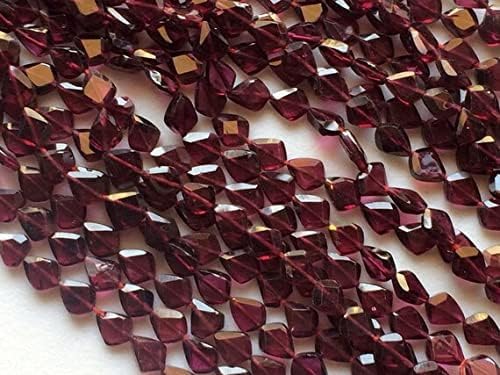 ZOYLA 5 Strands Garnet Beads, Natural Garnet Faceted Fancy Pear Beads, Straight Drill Garnet Necklace, 6mm 13 inch