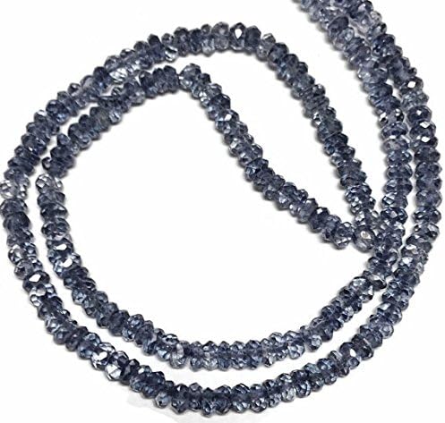 13 inch natural beads strand of 2.75-3mm faceted rondelle iolite gemstone beads for DIY jewelry - necklace, bracelet, earring, ring.