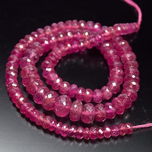 13 inch Strand of Natural gem Pink Sapphire, 9mm Rondelle Faceted Beads for DIY Jewelry Making. | Beads_06381