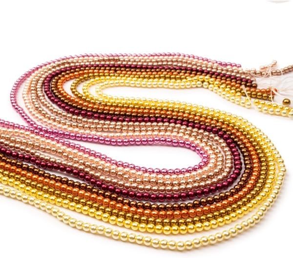 PotomacBeads 1330 Pieces Glass Potomac Pearls, Warm Tones Collection, 3mm, 10 Colors