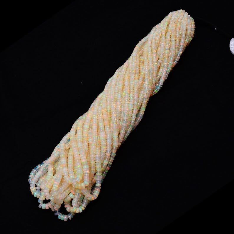 13 inch Strand of Natural gem Ethiopian Welo Opal, 3.5-5mm rondelle Smooth Beads for DIY Jewelry Making. | Beads_03722