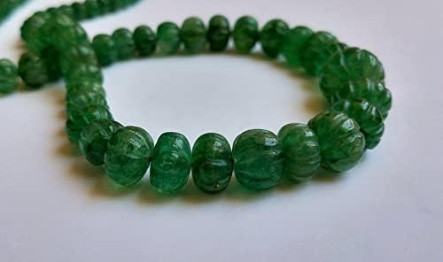 13 inch Strand of Natural gem Emerald, 7-14mm Watermelon Carved Beads for DIY Jewelry Making. | Beads_03838