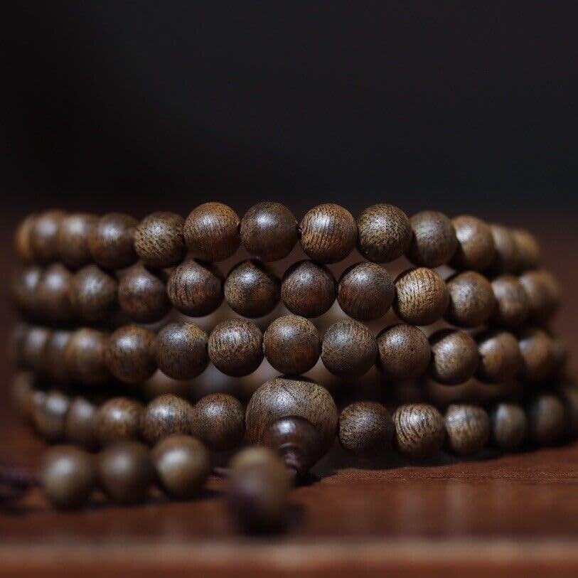 Agarwood 10mm+6mm Nha Trang White Chess Agarwood Bracelet Set Buddha Bead Rosary