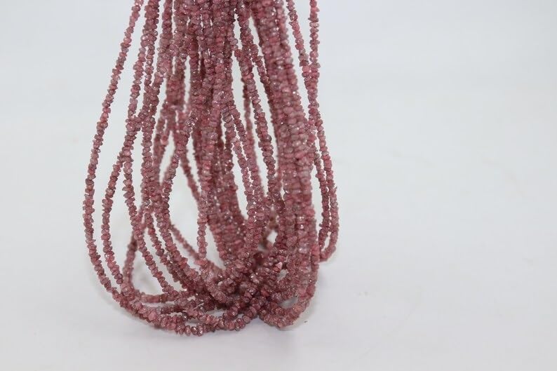 AAA+ Natural Pink Diamond Uncut Beads 3-3.5mm Pink Diamond Conflict Free Beads Strand for Jewelry Making