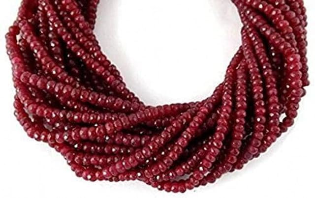 Full Corundum Ruby Faceted Rondelle - Beads Measure 3-4mm - 13.5 Inch Long lot of 25 Strands CHIK-STRD-98836