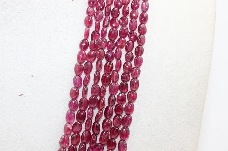 Rubellite Smooth Oval Shape Beads 4 * 6 mm Tourmaline Smooth Oval Beads Rubellite Oval Beads Wholesale Beads for Making Jwelery