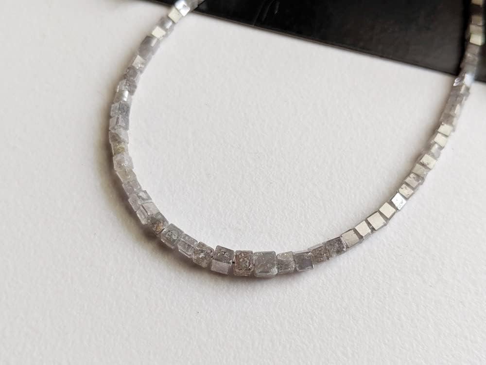 1.5-2.5mm Gray Diamond Cube Beads, Natural Gray Diamond Faceted Cube Beads, Gray Diamond Cubes for Necklace (2IN To 8IN Options) - PPD399, 1.5-2.5 MM Approx.