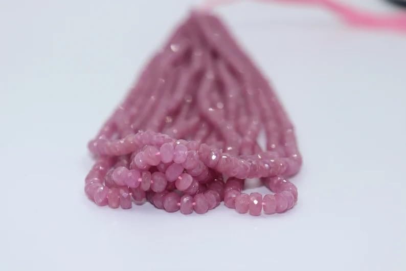 Pink Sapphire Faceted Rondelle Beads 4-5 mm Pink Beads Natural Pink Sapphire Beads Wholesale Beads for Making Jewelry