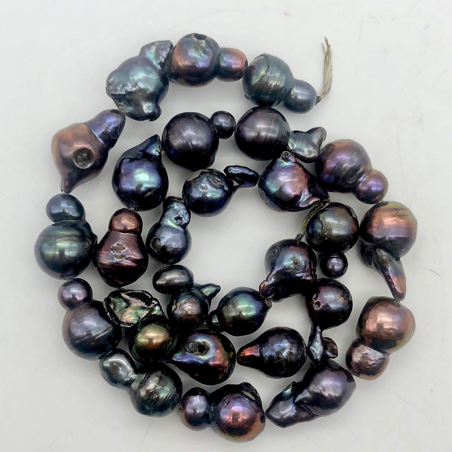 Amazing! Each Pearl one of a Kind Black Peacock Fireball Pearl Strand for Jewelry Making