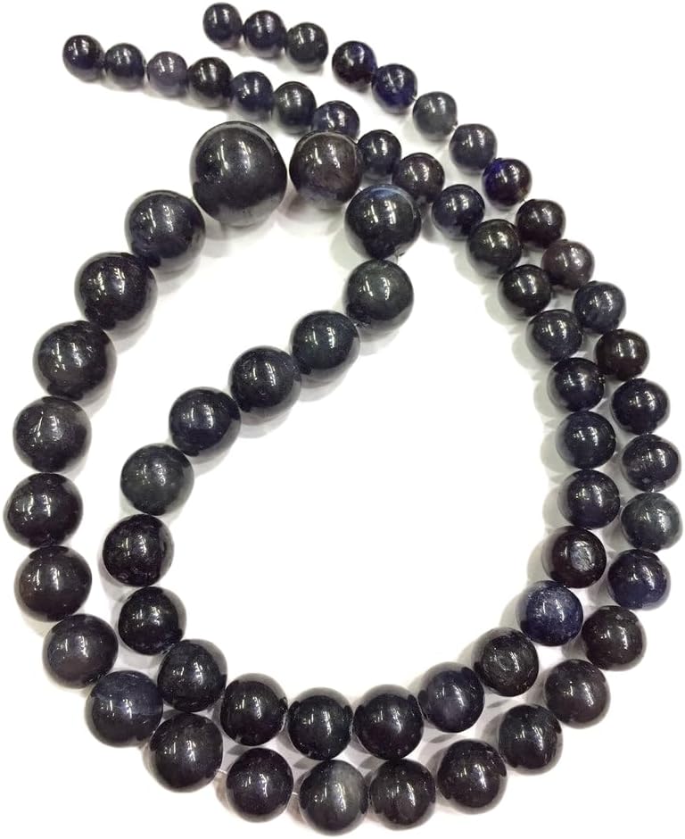 13 inch Strand of Natural gem Blue Sapphire, 6-9mm Round Smooth Beads for DIY Jewelry Making. | Beads_01994