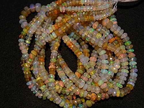 1 Strand Natural Ethiopian Opal Bead, Welo Opal, Faceted Ethiopian Opal Beads, Rondelle Beads, 3.5mm to 6.5mm Beads, 17 Inch