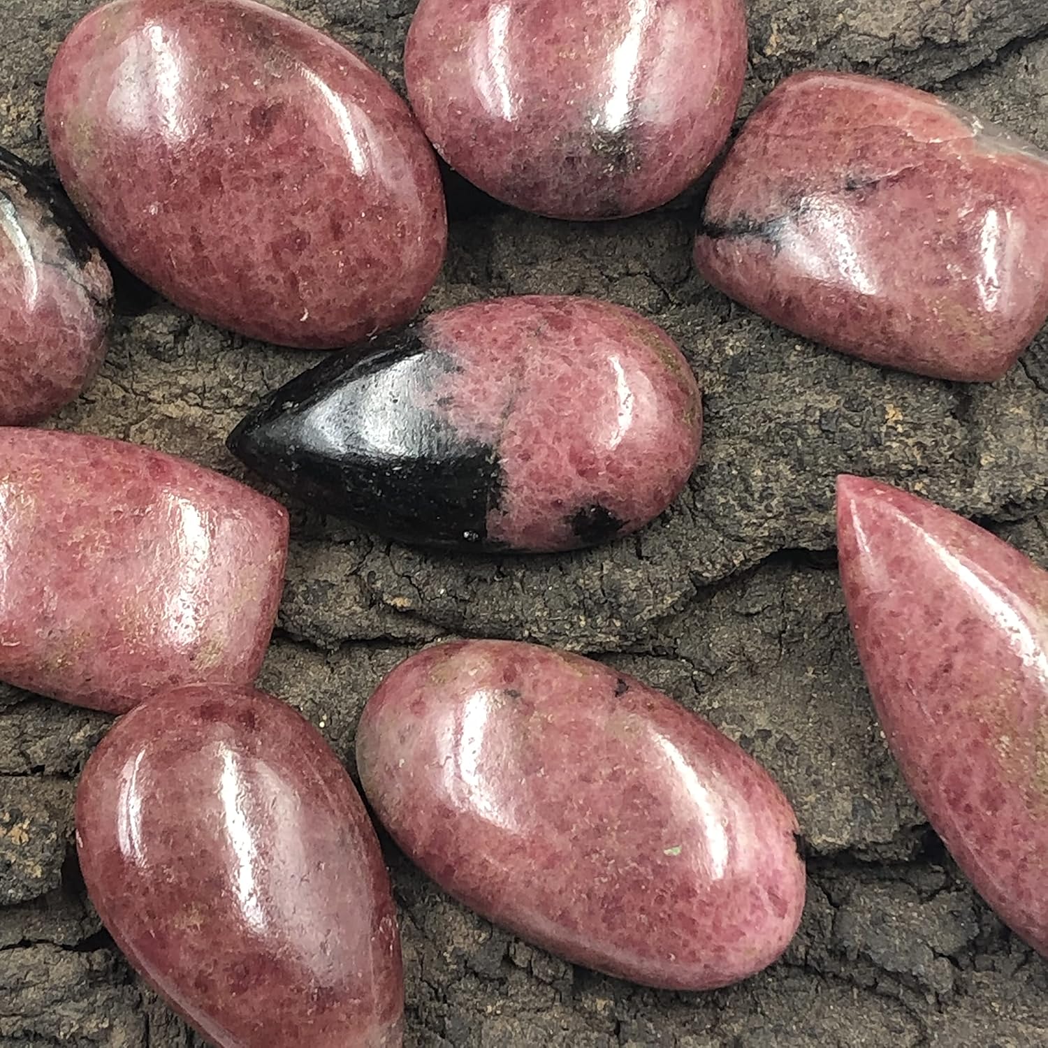 Natural BLACK RHODONITE Gemstone Loose Cabochon Lot For Jewelry Making, Loose Gemstone For Ring, Earring & Pendant Necklace, Jewelry Making Cabochons, Healing Gemstones