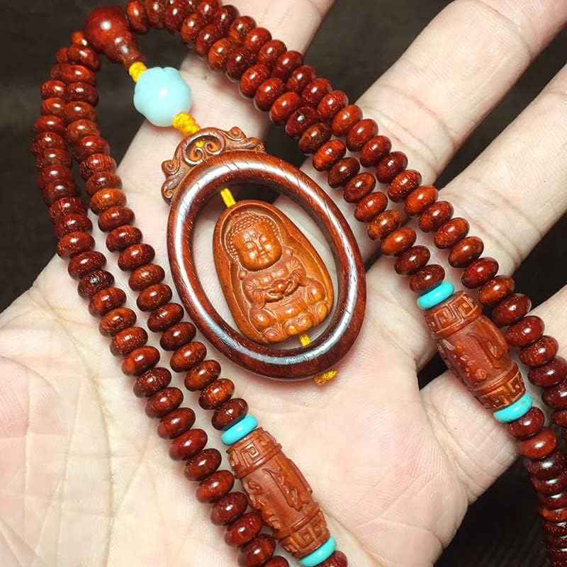 Mascot Wooden Crafts Wood Carving Art Wood Decoration Artwork 小沙弥算盘珠印度小叶紫檀算盘珠4*6配0.8三通佛珠和手链手串(小沙弥算盘珠)