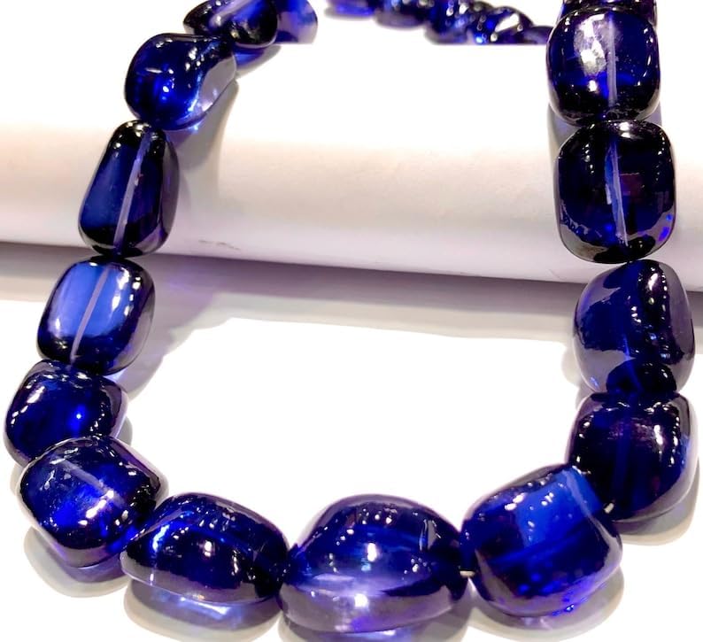 Natural Blue Sapphire Corundum Nuggets Smooth Beads 12-16 MM 12 inch Long String Jewelry Making Gemstone Beads for Necklace Bracelet