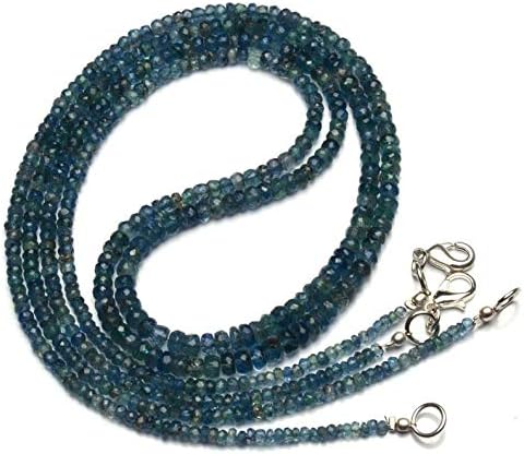 Natural Gemstone Moss Aquamarine Faceted 3 to 5MM Size Rondelle Beads Necklace 22 Inch Full Strand Very Rare Gem from Brazil
