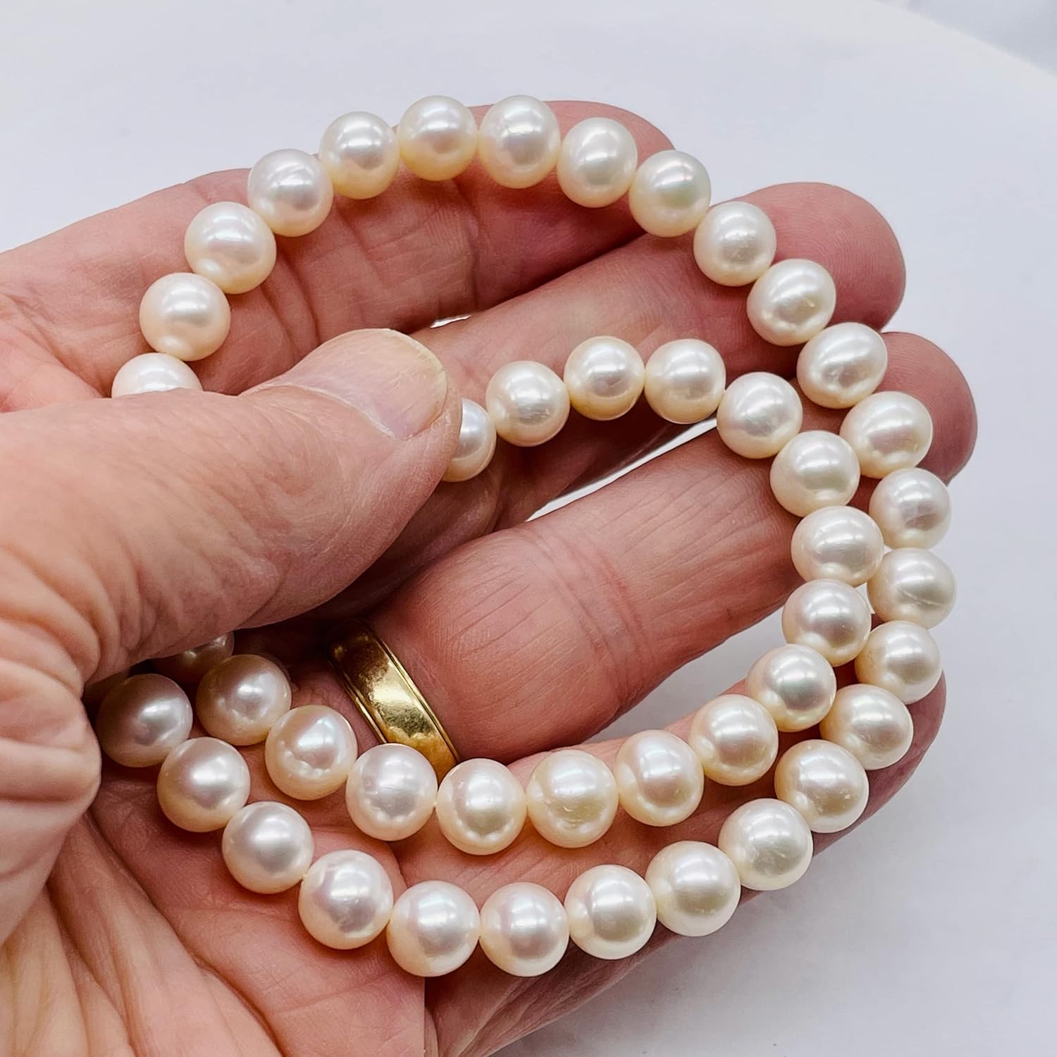 Natural Creamy Satin 8 to 9mm Pearl Strand 102639 for Jewelry Making