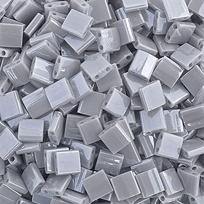Beads 5x5mm 2 Hole TL0443 Silver Gray Opaque Luster 250Gms Bulk Bag of Japanese Glass Beads