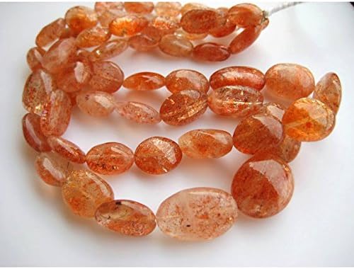 1 strand natural sunstone beads, plain oval beads, sunstone necklace, 5x8mm 8 inch