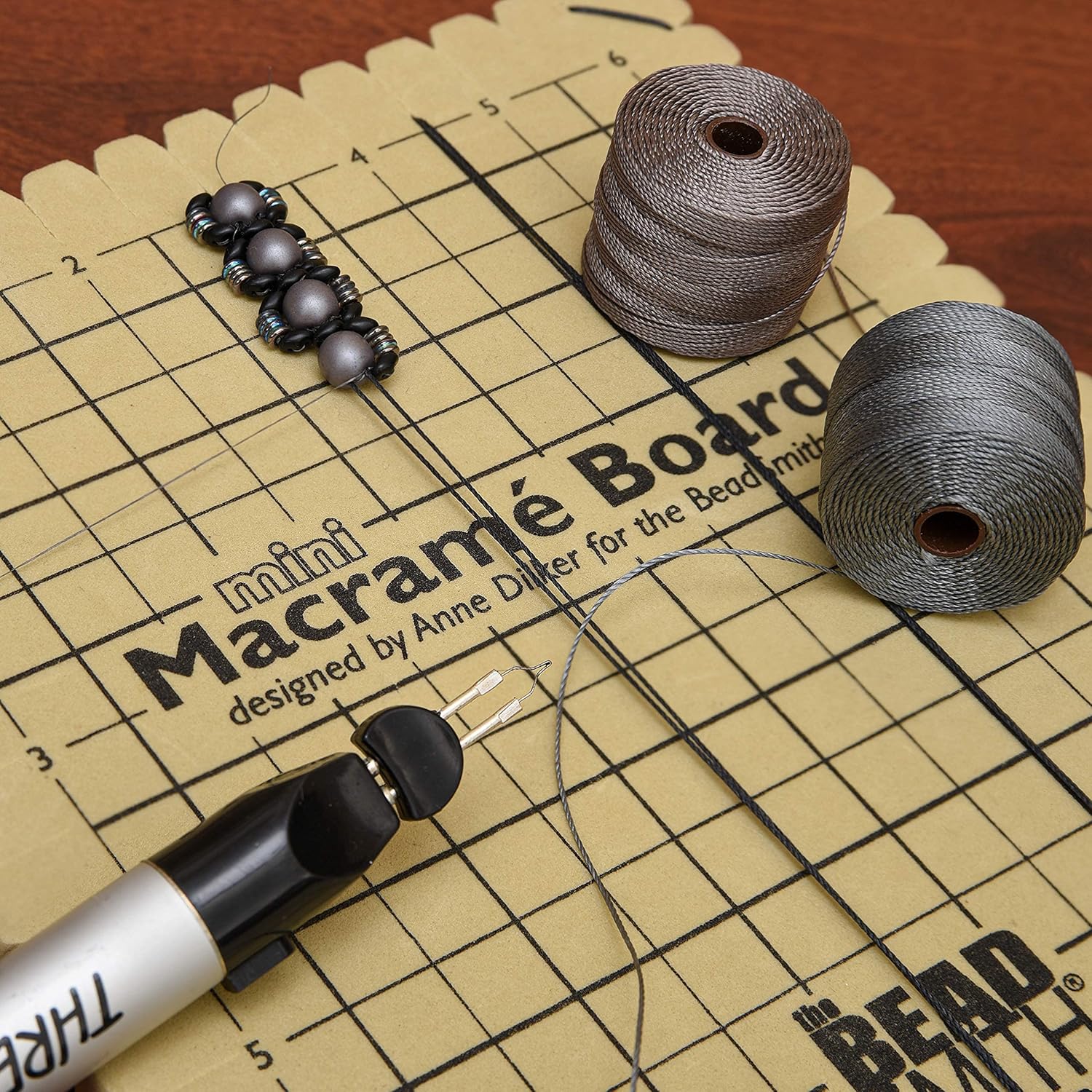 The Beadsmith Mini Macrame Kit - Bead Board 11.5 x 15.5 inches - Thread Zap II - 5.25” Thread Burner - S-Lon Cord #18 Cord, Multipack with 4 Spools – for Macrame and Knotting Jewelry Projects