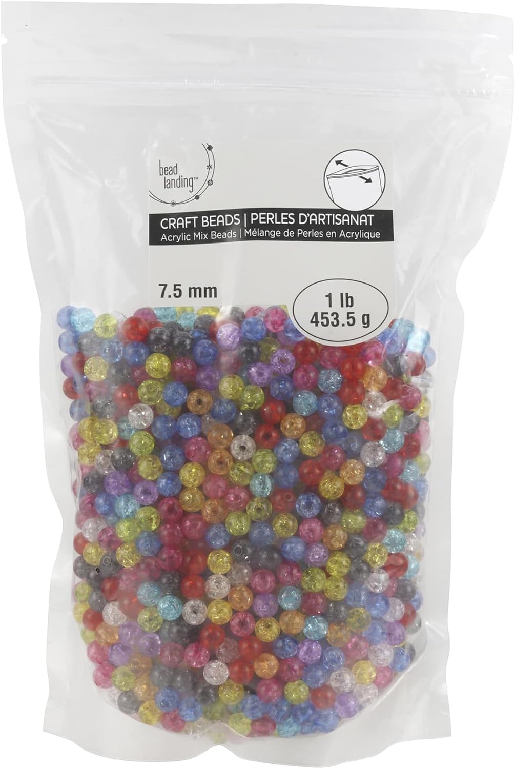 Bead Landing Multicolor Crackle Acrylic Round Beads, 7.5mm, 6 Pack