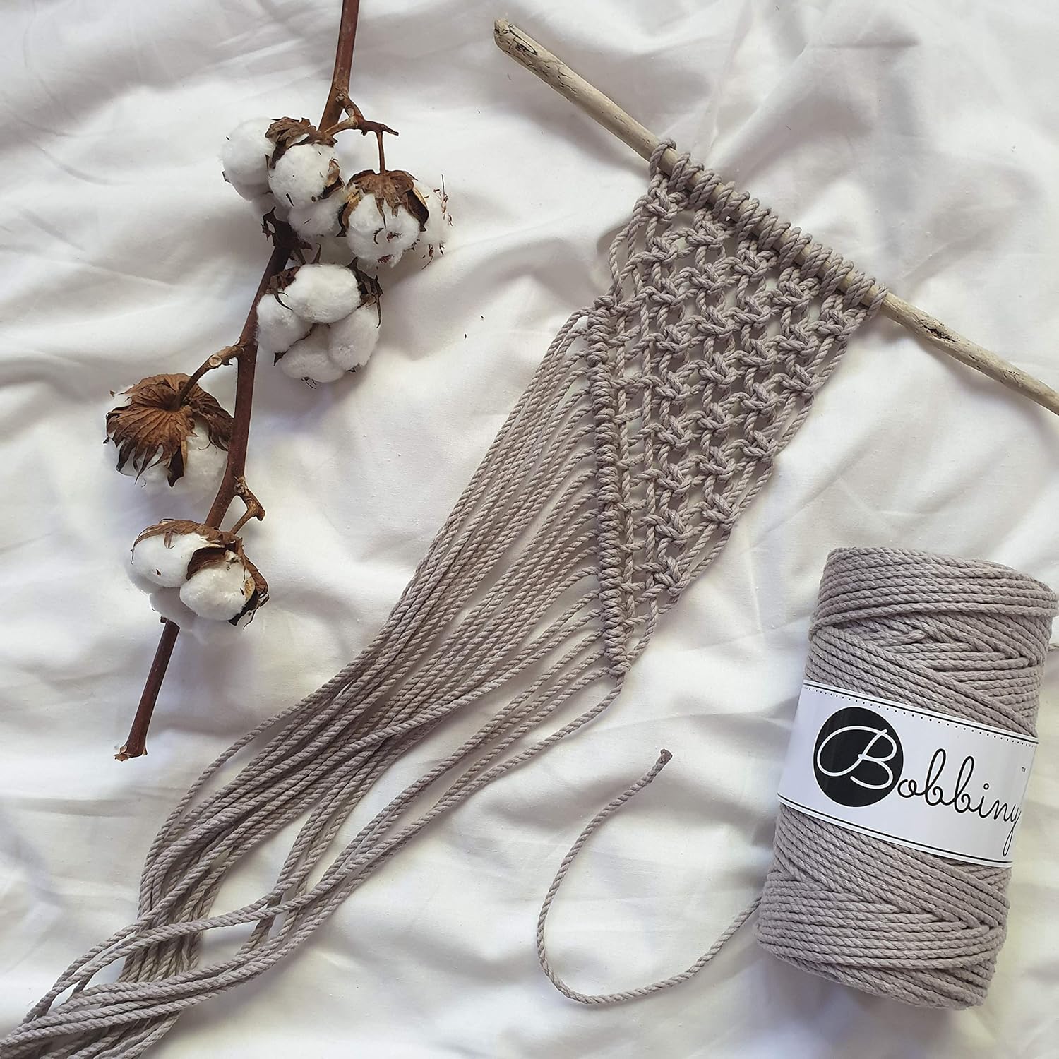 Bobbiny XXL 5mm 3 Ply Macrame Cord (Golden Natural) 108yds/330ft (100% Recycled Cotton)