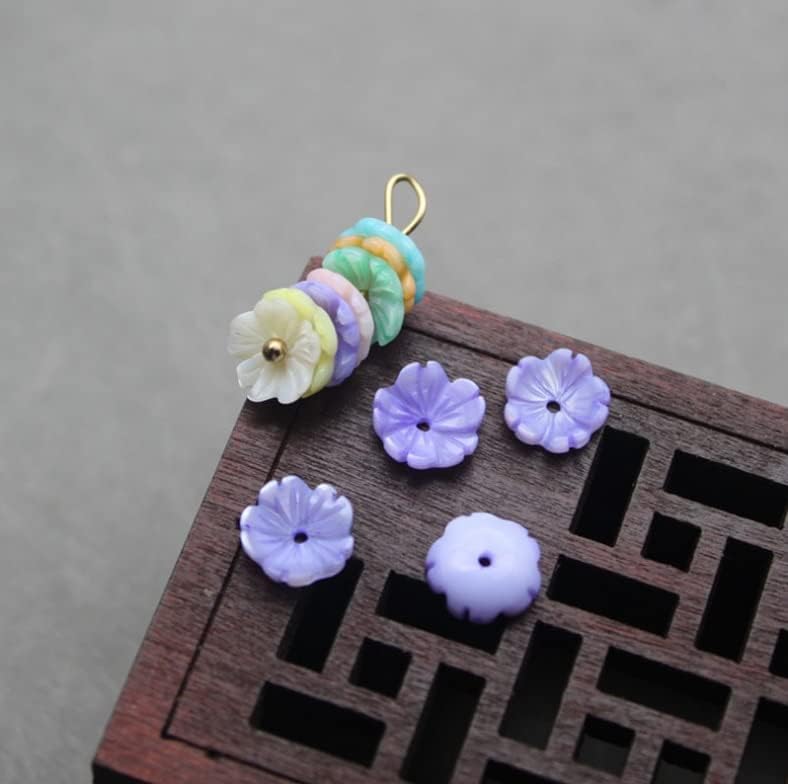 Davitu (100pcs/lot )Many Colors 8mm Five-petaled Flowers Mother of Pearl Shell for DIY Jewelry Flower MOP Pearl Shell Beads for Brooch - (Color: White, Item Diameter: 8mm)