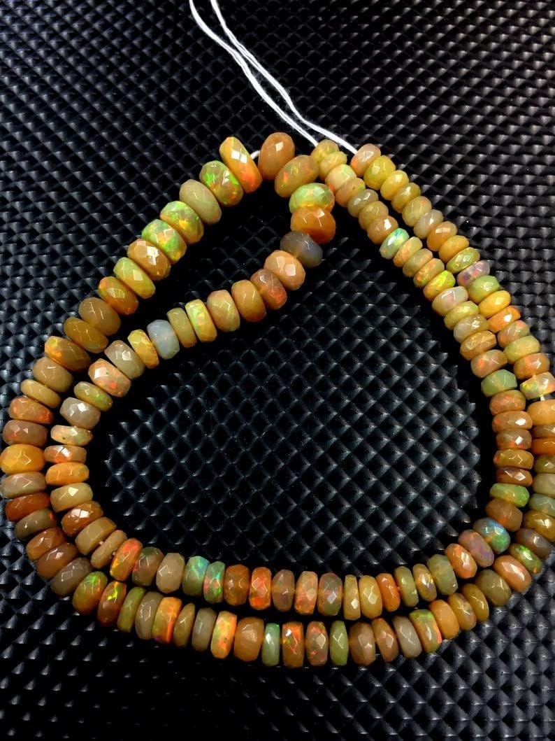 13 inch Strand of Natural gem Ethiopian Opal, 5-7mm rondelle Faceted Beads for DIY Jewelry Making. | Beads_03832