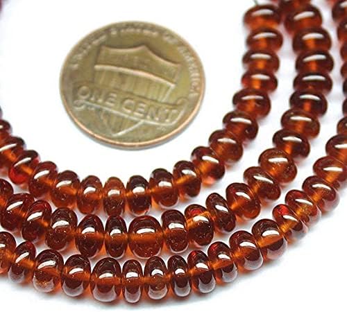 Natural Hessonite Garnet Smooth Rondelle Micro Gemstone Loose Beads Strand 16